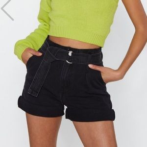 Nasty Gal Black Denim Super High Rise Shorts